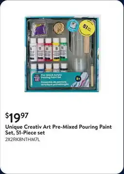 Walmart Unique Creativ Art Pre‑Mixed Pouring Paint Set, 51‑Piece set offer