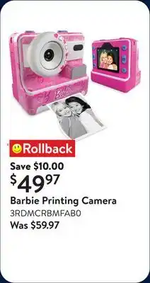 Walmart Barbie Printing Camera offer