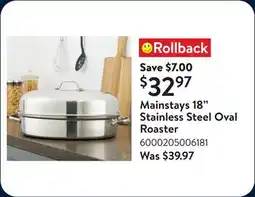Walmart Mainstays 18 Stainless Steel Oval Roaster offer