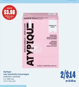 Wholesale Club APTIQUE NON-ALCOHOLIC BEVERAGES, 4 x 355 mL offer