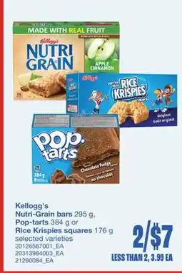 Wholesale Club KELLOGG'S NUTRI-GRAIN BARS, 295 G, POP-TARTS, 384 G OR RICE KRISPIES SQUARES, 176 G offer