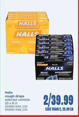 Wholesale Club HALLS COUGH DROPS, 20 X 9 CT offer