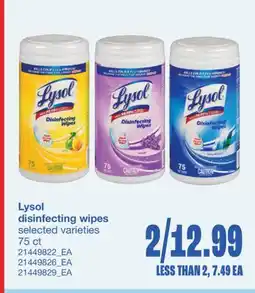 Wholesale Club LYSOL DISINFECTING WIPES, 75 ct offer