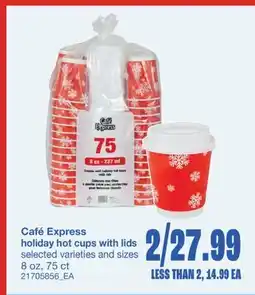 Wholesale Club HOLIDAY HOT CUPS WITH LIDS, 8 OZ, 75 CT offer