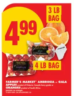 No Frills FARMER'S MARKET AMBROSIA, 4 LB BAG or GALA APPLES or ORANGES, 3 LB BAG offer