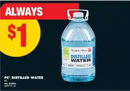 No Frills PC DISTILLED WATER, 4 L offer