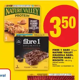No Frills FIBRE 1 BARS, 125 g or NATURE VALLEY GRANOLA BARS, PROTEIN BARS or BISCUITS, 148-210 g offer