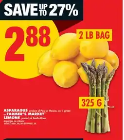 No Frills ASPARAGUS, 325 G OR FARMER'S MARKET LEMONS, 2 LB BAG offer