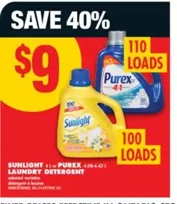 No Frills SUNLIGHT 4 L or PUREX 4.08-4.43 L LAUNDRY DETERGENT offer