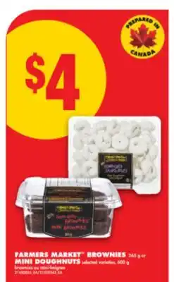 No Frills FARMERS MARKET BROWNIES, 265 G OR MINI DOUGHNUTS, 600 G offer