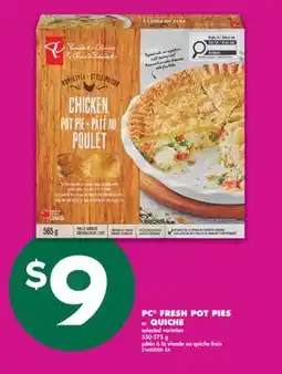 No Frills PC FRESH POT PIES or QUICHE, 550-575 g offer