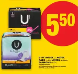 No Frills U BY KOTEX OR KOTEX PADS 12-24' S, LINERS 40-64' S OR TAMPONS 15/16' S offer