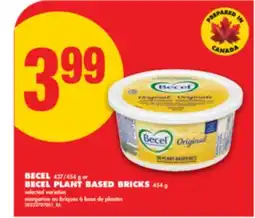 No Frills BECEL, 427/454 g or BECEL PLANT BASED BRICKS, 454 g offer