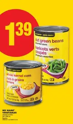 No Frills NO NAME VEGETABLES, 341/398 mL offer