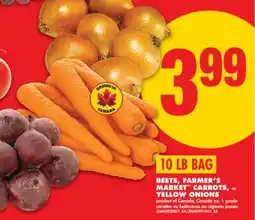 No Frills BEETS, FARMER'S MARKET CARROTS, 10 LB BAG OR YELLOW ONIONS offer