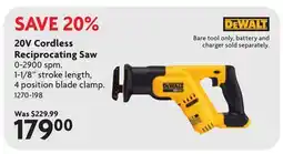 Home Hardware 20V Cordless Reciprocating Saw offer