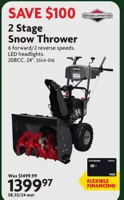 Home Hardware 2 Stage Snow Thrower offer