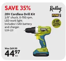 Home Hardware 20V Cordless Drill Kit offer