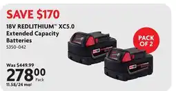 Home Hardware 18V REDLITHIUM XC5.0 Extended Capacity Batteries offer