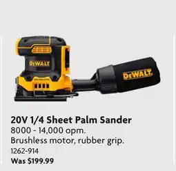 Home Hardware 20V 1/4 Sheet Palm Sander offer
