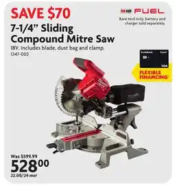 Home Hardware 7-1/4 Sliding Compound Mitre Saw offer
