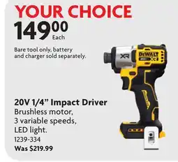 Home Hardware 20V 1/4 Impact Driver offer