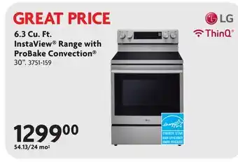 Home Hardware 6.3 Cu. Ft. InstaView Range with ProBake Convection offer