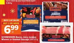Foodland SCHNEIDERS Bacon, Juicy Jumbos Wieners or Smoked Sausage offer