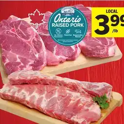 Foodland CONESTOGA MEATS Pork Side Ribs Centre Portion Removed or Family Size Pork Shoulder Blade Steaks offer
