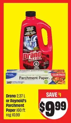 FreshCo Drano 2.37 L or Reynold's Parchment Paper 160 ft offer