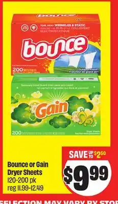 FreshCo Bounce or Gain Dryer Sheets 120-200 pk offer