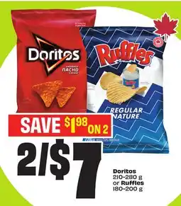 FreshCo Doritos 210-280 g or Ruffles 180-200 g offer