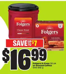FreshCo Folgers K-Cups 30 pk or Ground Coffee 544-816 g offer