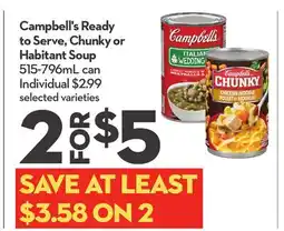 Longo's Campbell's Ready to Serve, Chunky or Habitant Soup offer
