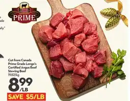 Longo's Cut from Canada Prime Grade Longo's Certified Angus Beef Stewing Beef offer