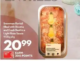 Longo's Snowman Ravioli filled with Ricotta and Fresh Basil in a Light Rose Sauce offer