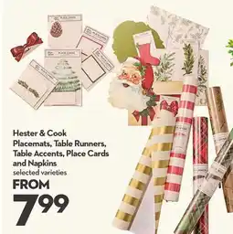 Longo's Hester & Cook Placemats, Table Runners, Table Accents, Place Cards and Napkins offer