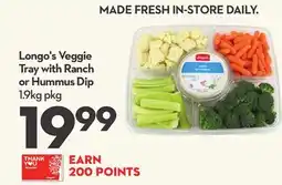 Longo's Veggie Tray with Ranch or Hummus Dip offer