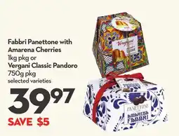 Longo's Panettone with Amarena Cherries 1kg pkg or Classic Pandoro 750g pkg offer