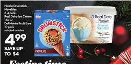 Longo's Nestle Drumstick Novelties 6-4 pack, Real Dairy Ice Cream 1.5L or Del Monte Fruit Bars 10 pack offer