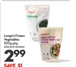 Longo's Frozen Vegetables offer