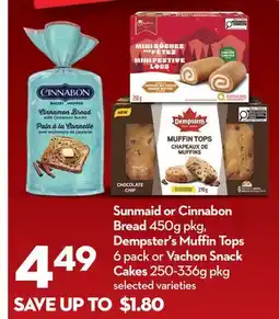 Longo's Bread 450g pkg, Muffin Tops 6 pack or Snack Cakes 250-336g pkg offer
