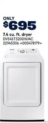 RONA Samsung 7.4 cu. ft. dryer offer