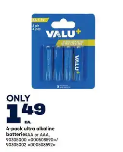 RONA VALU+ 4-pack ultra alkaline batteries offer