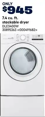 RONA 7.4 cu. ft. stackable dryer offer