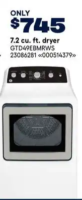 RONA Whirlpool 7.2 cu. ft. dryer offer