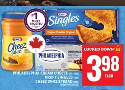 Food Basics PHILADELPHIA CREAM CHEESE OR KRAFT SINGLES OR CHEEZ WHIZ SPREAD offer