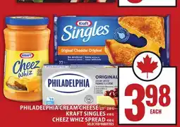 Food Basics PHILADELPHIA CREAM CHEESE, KRAFT SINGLES OR CHEEZ WHIZ SPREAD offer