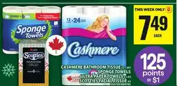 Food Basics CASHMERE BATHROOM TISSUE OR SPONGE TOWELS ULTRA PAPER TOWELS OR SCOTTIES FACIAL TISSUE offer