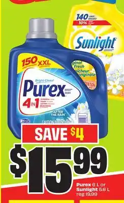 Chalo FreshCo Purex 6 L or Sunlight 5.6 L offer